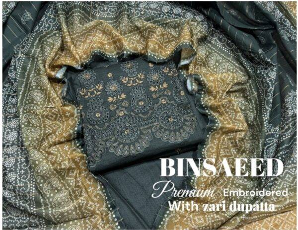 Binsaeed cutwork embroidery - 3 - Piece Lawn Suit