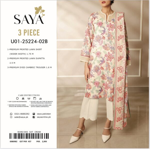 Saya Premium Printed Lawn 3 Piece - Image 4