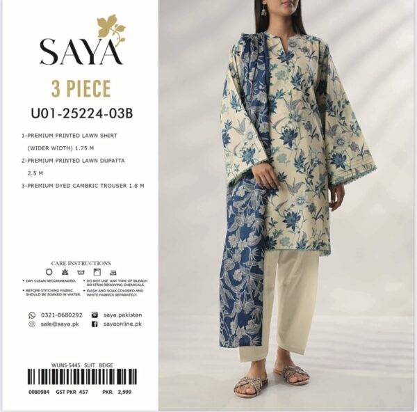 Saya Premium Printed Lawn 3 Piece