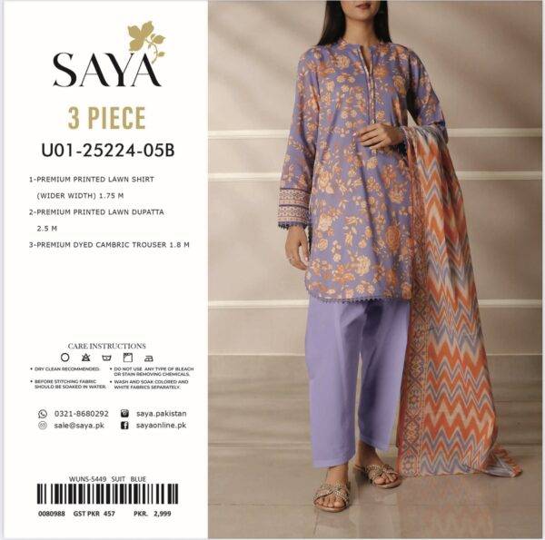 Saya Premium Printed Lawn 3 Piece