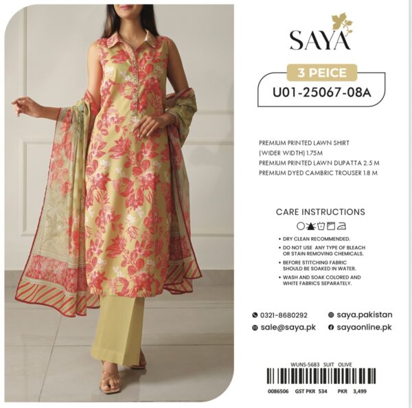 Saya Premium Printed Lawn 3 Piece