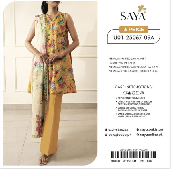 Saya Premium Printed Lawn 3 Piece