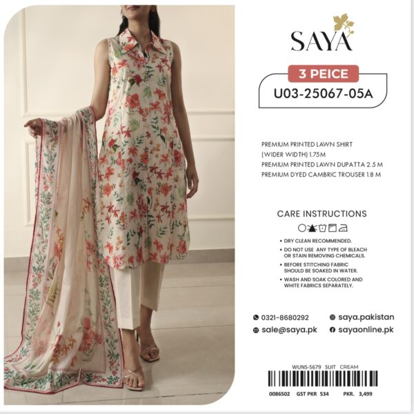 Saya Premium Printed Lawn 3 Piece