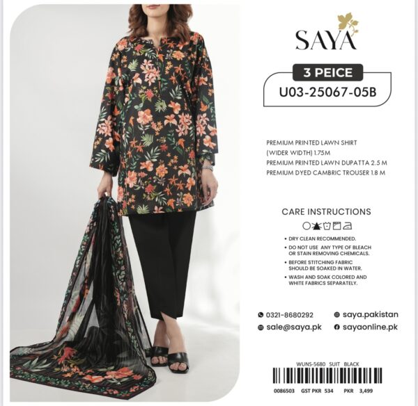Saya Premium Printed Lawn 3 Piece