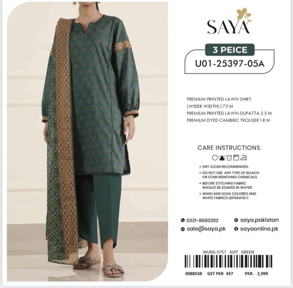 Saya Premium Printed Lawn 3 Piece