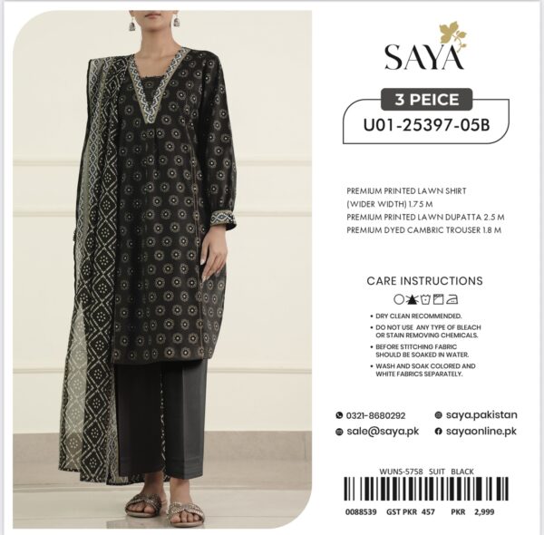 Saya Premium Printed Lawn 3 Piece