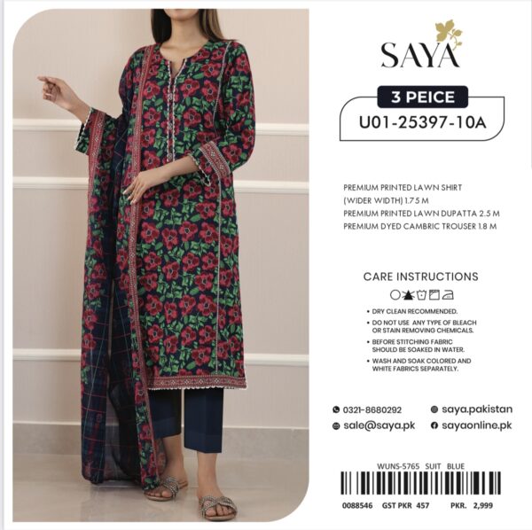 Saya Premium Printed Lawn 3 Piece