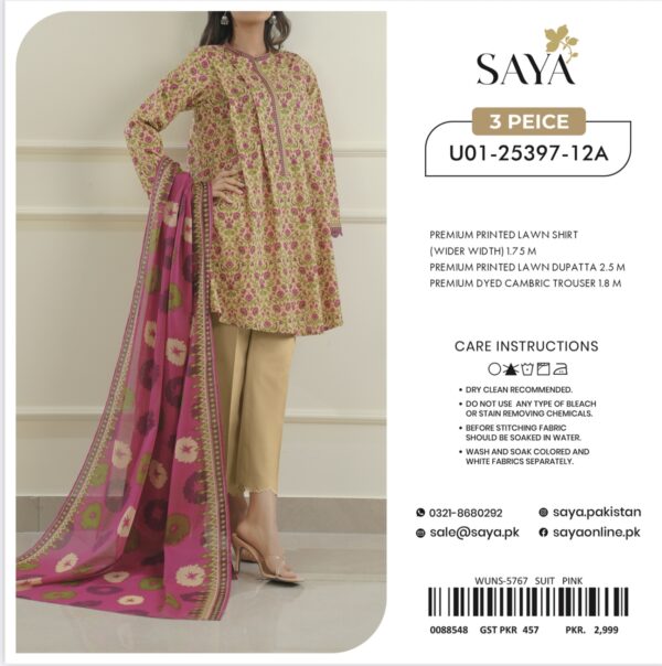Saya Premium Printed Lawn 3 Piece