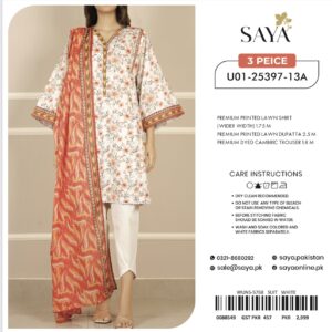 Saya Premium Printed Lawn 3 Piece