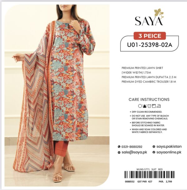 Saya Premium Printed Lawn 3 Piece