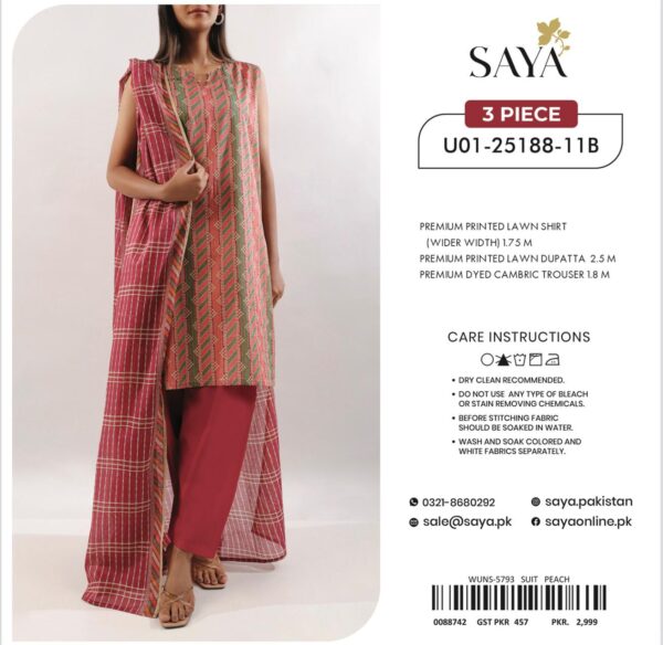 SAYA 3-Piece Unstitched Lawn Suit – U01-25188-11B