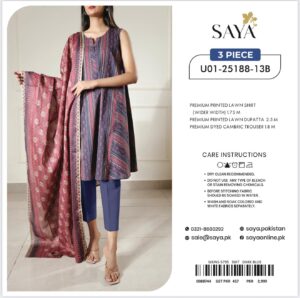 SAYA 3-Piece Unstitched Lawn Suit – U01-25188-13B