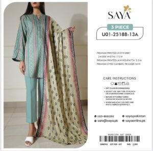 SAYA 3-Piece Unstitched Lawn Suit – U01-25188-13A