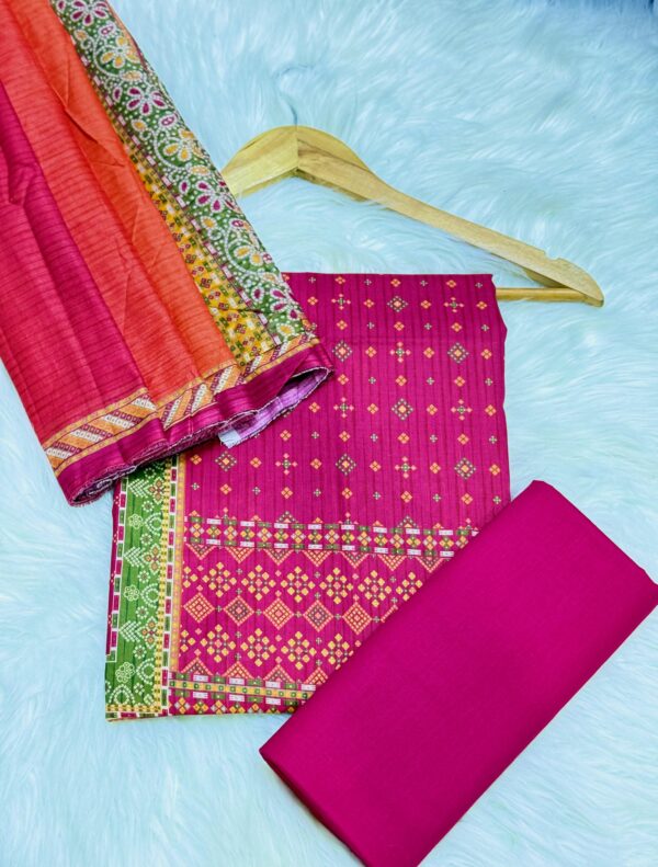 Unstitched binsaeed 3 piece lawn suit