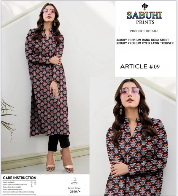 Sabuhi Prints 2025 – Premium Bana Dora Lawn 2-Piece Suit