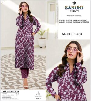 Sabuhi Prints 2025 – Premium Bana Dora Lawn 2-Piece Suit
